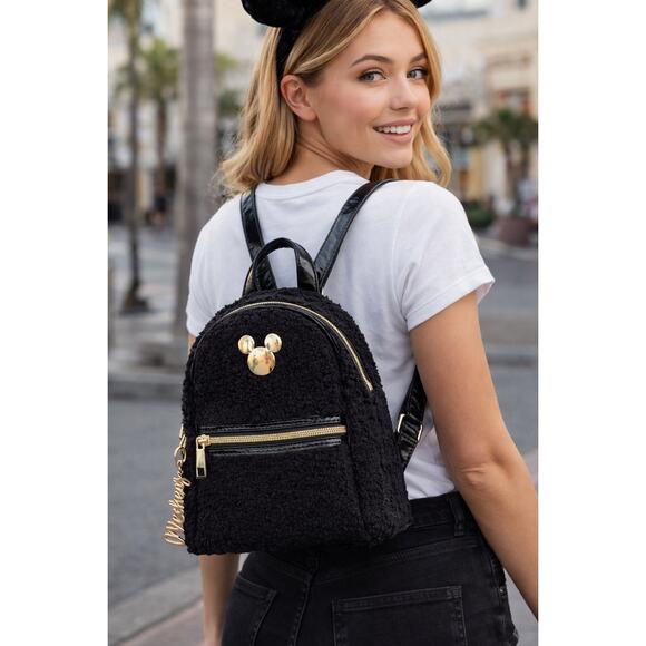 Other Handbags - Mickey Mouse Black Sherpa Mini Backpack Gold Hardware Disney Parks Style